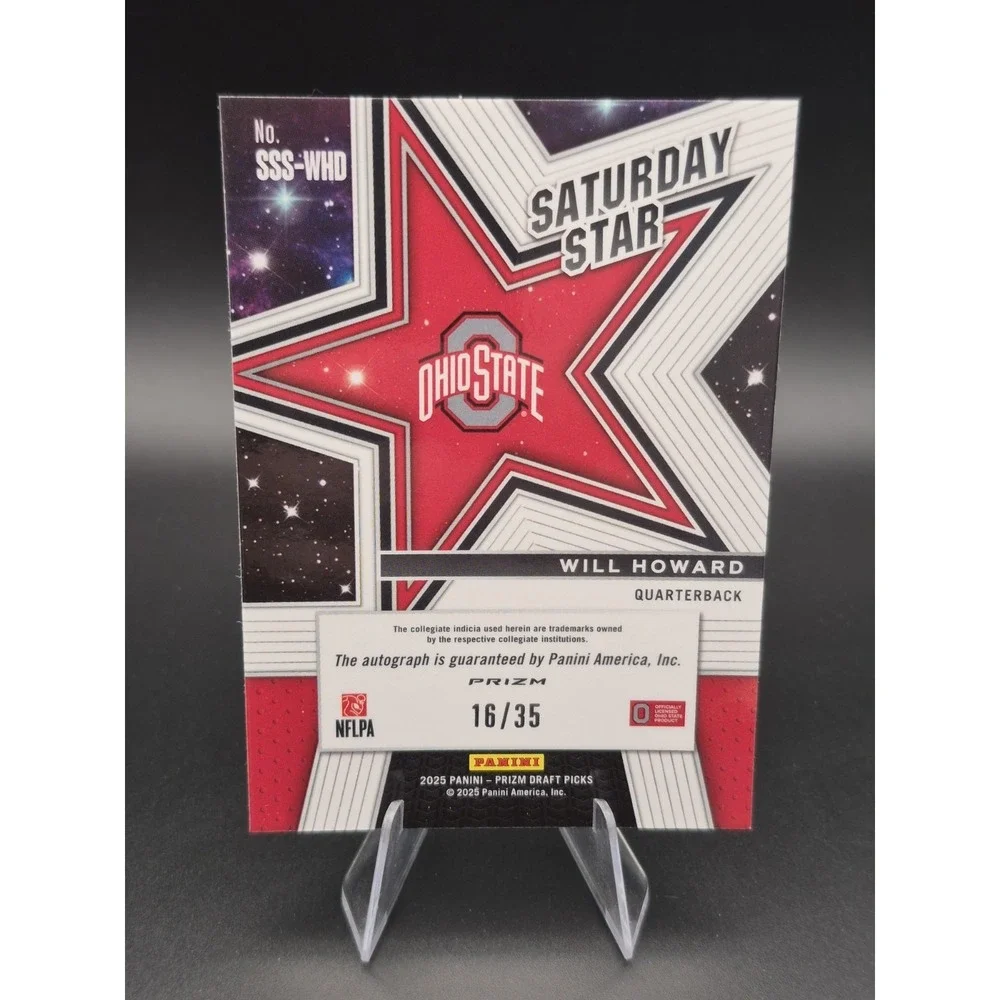 2025 Prizm Draft Picks Will Howard ##SSS-WHD Saturday Stars Orange Pulsar /35 AU